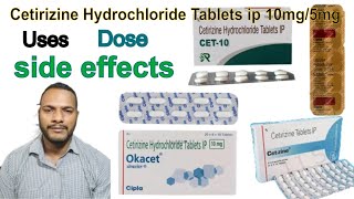 Cetirizine Hydrochloride Tablets ip 10mg5mg Tablet uses dose side effects [upl. by Lotson]