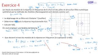 Exercices  Synthèse des Filtres RIF  Méthode des fenêtres RII  Transformation Bilinéaire [upl. by Enilec]