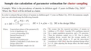 Sample size calculation of parameter estimation for cluster sampling [upl. by Eneleahs820]