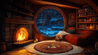 Cozy Cabin Ambience with Crackling Fireplace  Relax and Sleep Well with Blizzard Sounds  ASMR [upl. by Con741]