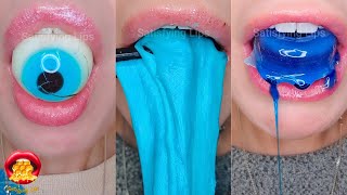 Satisfying ASMR Eating BLUE FOOD Compilation Mukbang 먹방 [upl. by Ailimat1]