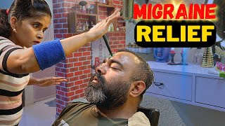 How To Relief Heavy migraine pain Head massage For Good SleepAsmr Cosmic Barber [upl. by Jallier]