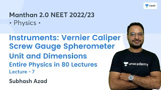 Instruments Vernier Caliper Screw Gauge Spherometer  Unit and Dimensions  L7  Subhash Azad [upl. by Ibson]