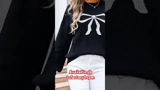 Angel Wings Bow Graphic Long Sleeve Sweater christmas christmasgift sweater sweaterweather [upl. by Elke]