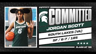 WATCH 4star SF Jordan Scott commits to Michigan State  No 52 overall prospect [upl. by Inilahs]