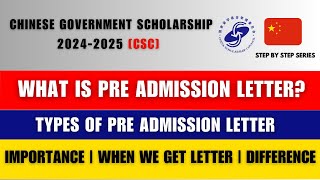 What is PreAdmission Letter Types  Importance  Difference  CSC Scholarship 2024 2025 [upl. by Birck]