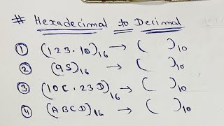 Hexadecimal to Decimal Conversion  Number System [upl. by Som]