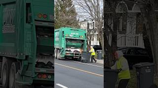 Collecting household garbage 🗑️ automobile garbagetruck canada quebec [upl. by Anaib]