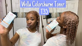 Wella Toner T35 on Golden Blonde Hair [upl. by Aihsekal229]