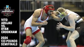 Vito Arujau v Ryan Crookham 2024 NCAA wrestling semifinal 133 pounds [upl. by Kerin]