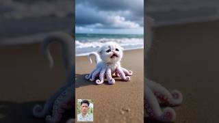 when white octopus kitten was attacked on the beach cat cute story ai [upl. by Odnavres]