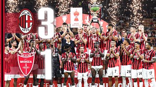 SaelemaekersJovićReijnders for the Trofeo Silvio Berlusconi  AC Milan 31 Monza  Highlights [upl. by Ayak]