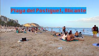 Evening Stroll at Playa del Postiguet Alicante Spain in 4K [upl. by Zirkle]