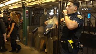 Mass Arrests inside USQ Subway as Protesters Jump Turnstile in Protest of Police Shooting [upl. by Tahpos]