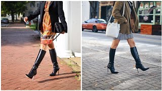 Party Wear Over the knee Leather boots 2024 leather leatherboots trendyfashion leatherfashion [upl. by Adriel]