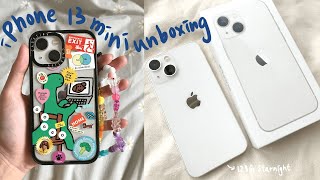 iPhone 13 mini unboxing Starlight accessories ASMR 🤍 [upl. by Doti701]