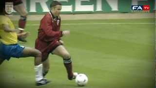 Le Saux recreates his stunning goal for England v Brazil at Wembley in 95  FATV [upl. by Haet620]