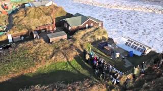 Aerial footage of the sea surge December 2013  Hemsby Norfolk England [upl. by Noiemad601]