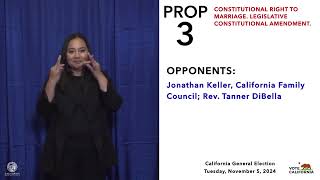 Proposition 3 Quick Reference Guide ASL  November 5 2024 California General Election [upl. by Kcirddet]