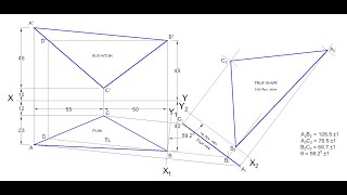 TD  True Shape of a LaminaTriangle Typical WAEC Question Auxiliary View Method  CASE2 [upl. by Binnings]