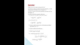 2 BAC  EXERCICE ÉTUDE DE FONCTION NUMÉRIQUE COURBE DE FONCTION VARIATION ASYMPTOTE TANGENTE [upl. by Adnawak483]