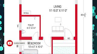 20 x 4665quot SMALL HOUSE DESIGN20x 4665quot GHAR KA NAKSHA 930 SQFT HOUSE PLANSOUTH FACE PLAN [upl. by Malissa941]