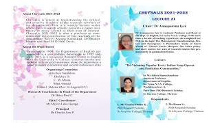 Chrysalis I11 quotRevisioning Popular Texts Indian Soap Operas and Fanfiction Communitiesquot [upl. by Sirromal]