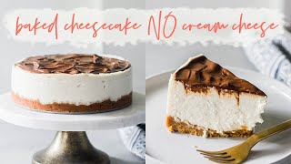 BAKED CHEESECAKE WITHOUT CREAM CHEESE EGGLESS  Eggless Baked Yogurt Cheesecake Recipe [upl. by Xilef]