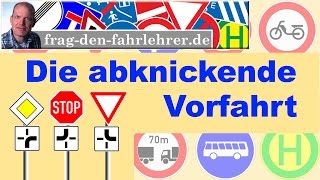 VORFAHRTSREGELN ERKLÄRT  ABKNICKENDE VORFAHRT THEORIE LERNEN FÜR DEN FÜHRERSCHEIN [upl. by Ranson]