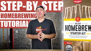 How to BREW YOUR OWN BEER  MoreBeer Deluxe Homebrew Starter Kit  Beer Brewing Demo for Beginners [upl. by Booker773]