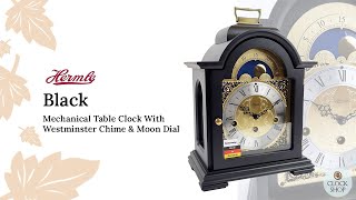 30cm Black Mechanical Table Clock With Westminster Chime amp Moon Dial By Hermle [upl. by Dremann]