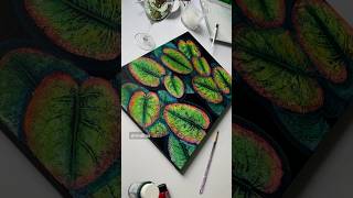 Water lily painting  Leaf painting ideas  Plants painting Botanical painting vinillna painting [upl. by Emily]