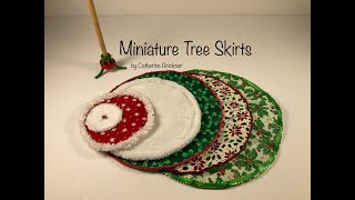 Miniature DIY easy amp quick Holiday Christmas Tree Skirts nosew using fabric amp ribbon for display [upl. by Dodge]