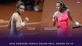 Simona Halep vs Magdalena Rybarikova  2018 Porsche Tennis Grand Prix Second Round  WTA Highlights [upl. by Ecitnirp391]