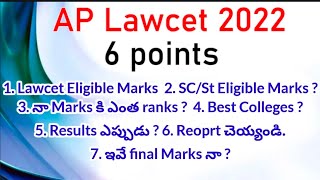 Ap Lawcet 2022Important pointsEligibility marks [upl. by Idelia]