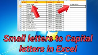 excel How to convert Small letters to Capital letters in Excel  Convert to Uppercase in Excel [upl. by Conah]