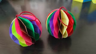 multi colour paper honey comb ball craftcolorful honey comb crafthoneycomb christmas decoration [upl. by Eirrek616]