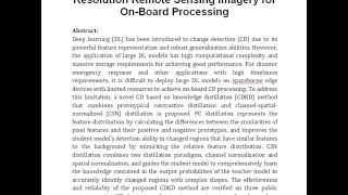 Knowledge Distillation Based Lightweight Change Detection in High Resolution Remote Sensing Imagery [upl. by Camel]