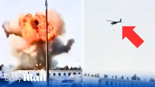 Ukrainian Cessna drone blows up factory 745 miles inside Russia [upl. by Kciredorb]