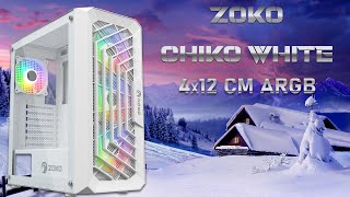 ZOKO CHIKO WHITE GAMING OYUNCU KASASI 4x12cm ARGB FANLI [upl. by Geneva641]