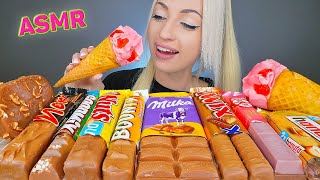 ASMR EATING CHOCOLATE CANDY BARS ICE CREAM MILKA KITKAT 초코바 초콜릿 DESSERT MUKBANG 먹방 [upl. by Encratia830]