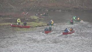 Kenduskeag Stream Canoe Race Paddlers face frigid waters at 57th annual race [upl. by Oreste619]