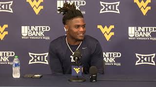 WVU Football Tyrin Bradley GoldBlue Postgame  April 27 2024 [upl. by Nosreme]