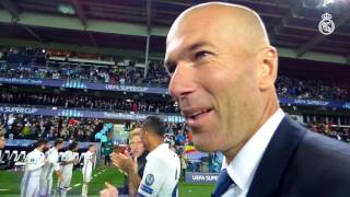 Zidane congratulates the players for UEFA Super Cup win [upl. by Aneda]