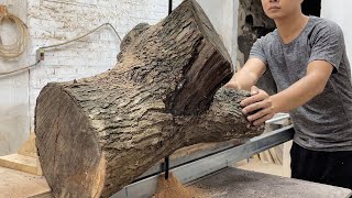 See How A Young Craftsman Reuses Worthless Tree Trunks To Design A New And Unique Coffee Table [upl. by Jarad]