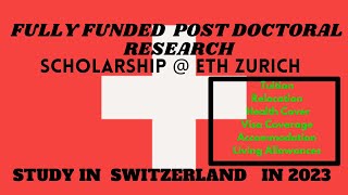 Eth Zurich Post Doc Scholarships in Switzerland [upl. by Neyuh481]