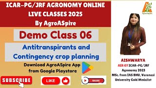 Demo Class 06 I Moisture Conservation Practices By Aishwarya Mam I ICARPGJRF Agronomy Classes 2025 [upl. by Noerb378]