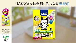 【猫トイレ猫砂】ニオイをとる砂猫砂ボールトイレたまり臭編L字ジメジメした季節気になるニオイ／60秒／ライオン [upl. by Nodle401]