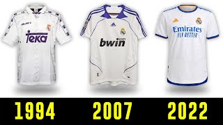 The Evolution of Real Madrid Jersey 1960  2022  Real Madrid Kits History [upl. by Croom]