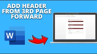 How to Add a header From the 3rd Page and Onwards on Word [upl. by Llaccm]